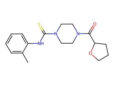 N-(2-methylphenyl)-4-(oxolane-2-carbonyl)piperazine-1-carbothioamide structure