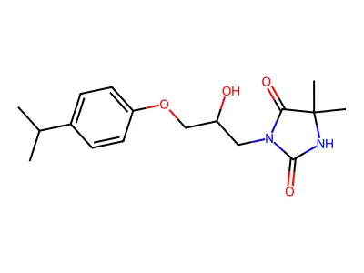 3-[2-Hydroxy-3-(4-propan-2-ylphenoxy)propyl]-5,5-dimethylimidazolidine-2,4-dione structure