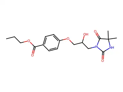 Propyl 4-[3-(4,4-dimethyl-2,5-dioxoimidazolidin-1-yl)-2-hydroxypropoxy]benzoate structure
