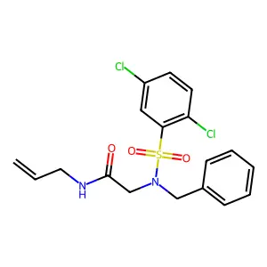 2-[benzyl-(2,5-dichlorophenyl)sulfonylamino]-N-prop-2-enylacetamide structure