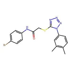 N-(4-bromophenyl)-2-[1-(3,4-dimethylphenyl)tetrazol-5-yl]sulfanylacetamide structure