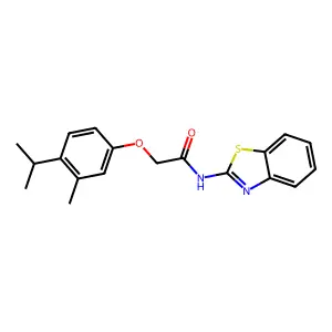 N-(1,3-benzothiazol-2-yl)-2-[3-methyl-4-(propan-2-yl)phenoxy]acetamide structure