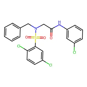 2-[benzyl-(2,5-dichlorophenyl)sulfonylamino]-N-(3-chlorophenyl)acetamide structure