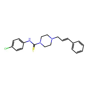 ((4-Chlorophenyl)amino)(4-(3-phenylprop-2-enyl)piperazinyl)methane-1-thione structure