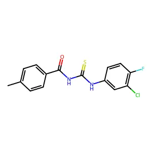 N-[(3-chloro-4-fluorophenyl)carbamothioyl]-4-methylbenzamide structure