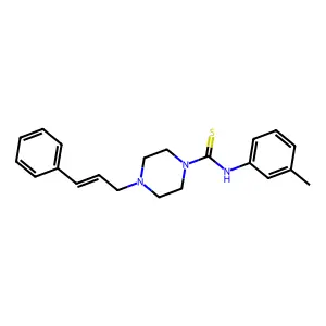 N-(3-methylphenyl)-4-[(E)-3-phenylprop-2-enyl]piperazine-1-carbothioamide structure
