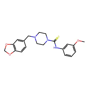 4-(1,3-benzodioxol-5-ylmethyl)-N-(3-methoxyphenyl)piperazine-1-carbothioamide structure