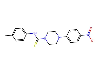 N-(4-methylphenyl)-4-(4-nitrophenyl)piperazine-1-carbothioamide structure