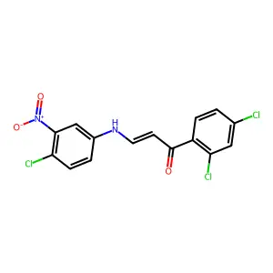 (E)-3-(4-chloro-3-nitroanilino)-1-(2,4-dichlorophenyl)prop-2-en-1-one structure