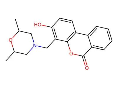 4-[(2,6-Dimethylmorpholin-4-yl)methyl]-3-hydroxybenzo[c]chromen-6-one structure