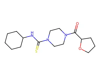 N-cyclohexyl-4-(oxolane-2-carbonyl)piperazine-1-carbothioamide structure
