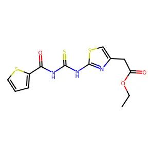 Ethyl 2-(2-(3-(thiophene-2-carbonyl)thioureido)thiazol-4-yl)acetate structure