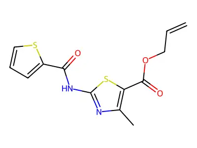 Prop-2-enyl 4-methyl-2-(2-thienylcarbonylamino)-1,3-thiazole-5-carboxylate structure