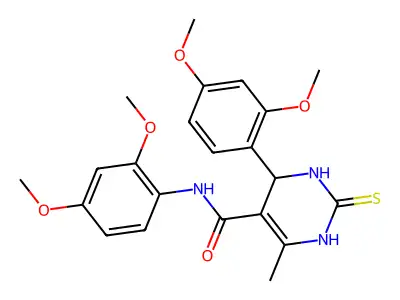 N,4-bis(2,4-dimethoxyphenyl)-6-methyl-2-thioxo-1,2,3,4-tetrahydropyrimidine-5-carboxamide structure