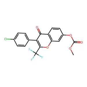 3-(4-chlorophenyl)-4-oxo-2-(trifluoromethyl)-4H-chromen-7-yl methyl carbonate structure