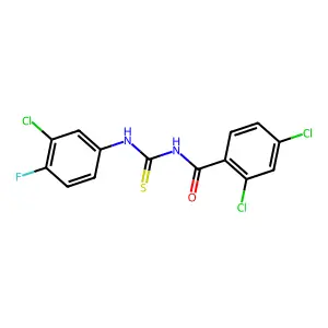 2,4-dichloro-N-[(3-chloro-4-fluorophenyl)carbamothioyl]benzamide structure