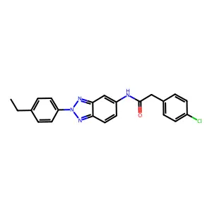 2-(4-chlorophenyl)-N-[2-(4-ethylphenyl)benzotriazol-5-yl]acetamide structure