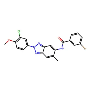 3-bromo-N-[2-(3-chloro-4-methoxyphenyl)-6-methylbenzotriazol-5-yl]benzamide structure