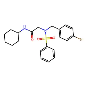 2-[benzenesulfonyl-[(4-bromophenyl)methyl]amino]-N-cyclohexylacetamide structure