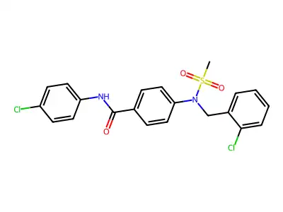N-(4-chlorophenyl)-4-[(2-chlorophenyl)methyl-methylsulfonylamino]benzamide structure