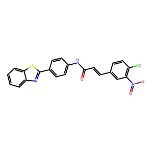 (E)-N-[4-(1,3-benzothiazol-2-yl)phenyl]-3-(4-chloro-3-nitrophenyl)prop-2-enamide structure