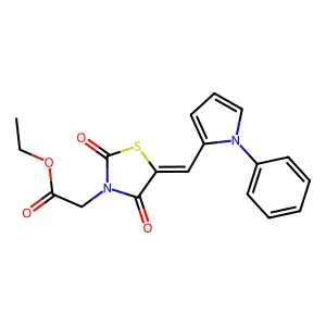 ethyl {(5E)-2,4-dioxo-5-[(1-phenyl-1H-pyrrol-2-yl)methylidene]-1,3-thiazolidin-3-yl}acetate structure