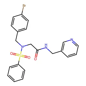 2-[benzenesulfonyl-[(4-bromophenyl)methyl]amino]-N-(pyridin-3-ylmethyl)acetamide structure