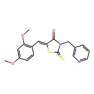 (5Z)-5-(2,4-dimethoxybenzylidene)-3-(pyridin-3-ylmethyl)-2-thioxo-1,3-thiazolidin-4-one structure