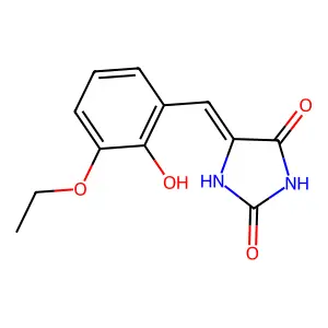 (5E)-5-[(3-ethoxy-2-hydroxyphenyl)methylidene]imidazolidine-2,4-dione structure