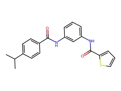 N-[3-({[4-(propan-2-yl)phenyl]carbonyl}amino)phenyl]thiophene-2-carboxamide structure