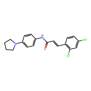 (E)-3-(2,4-dichlorophenyl)-N-(4-pyrrolidin-1-ylphenyl)prop-2-enamide structure