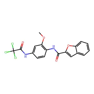 N-{2-methoxy-4-[(trichloroacetyl)amino]phenyl}-1-benzofuran-2-carboxamide structure