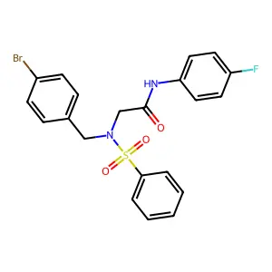 2-[benzenesulfonyl-[(4-bromophenyl)methyl]amino]-N-(4-fluorophenyl)acetamide structure