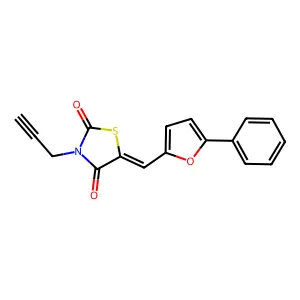 (5E)-5-[(5-phenylfuran-2-yl)methylidene]-3-(prop-2-yn-1-yl)-1,3-thiazolidine-2,4-dione structure