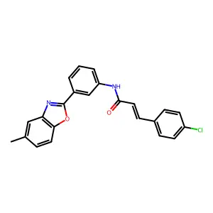 (E)-3-(4-chlorophenyl)-N-[3-(5-methyl-1,3-benzoxazol-2-yl)phenyl]prop-2-enamide structure
