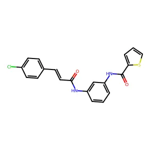 N-[3-[[(E)-3-(4-chlorophenyl)prop-2-enoyl]amino]phenyl]thiophene-2-carboxamide structure