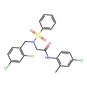 2-[benzenesulfonyl-[(2,4-dichlorophenyl)methyl]amino]-N-(4-chloro-2-methylphenyl)acetamide structure