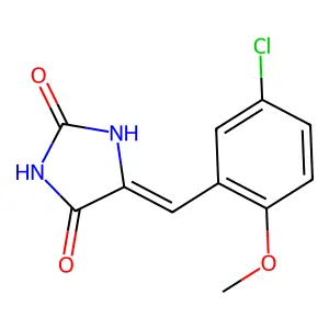 (5E)-5-[(5-chloro-2-methoxyphenyl)methylidene]imidazolidine-2,4-dione structure