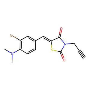 (5E)-5-[[3-bromo-4-(dimethylamino)phenyl]methylidene]-3-prop-2-ynyl-1,3-thiazolidine-2,4-dione structure