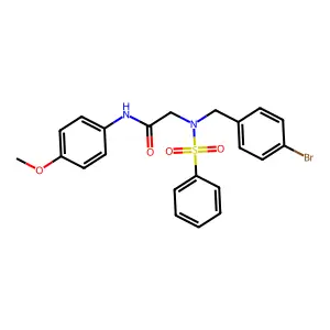 2-[benzenesulfonyl-[(4-bromophenyl)methyl]amino]-N-(4-methoxyphenyl)acetamide structure