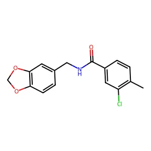 N-(1,3-benzodioxol-5-ylmethyl)-3-chloro-4-methylbenzamide structure