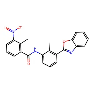 N-[3-(1,3-benzoxazol-2-yl)-2-methylphenyl]-2-methyl-3-nitrobenzamide structure