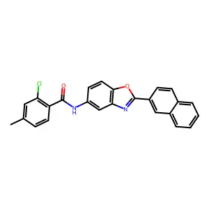 2-chloro-4-methyl-N-(2-naphthalen-2-yl-1,3-benzoxazol-5-yl)benzamide structure