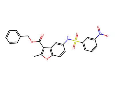 Benzyl 2-methyl-5-(3-nitrobenzenesulfonamido)-1-benzofuran-3-carboxylate structure