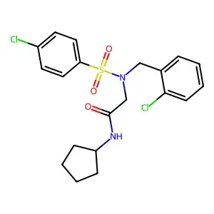 2-[(2-chlorophenyl)methyl-(4-chlorophenyl)sulfonylamino]-N-cyclopentylacetamide structure