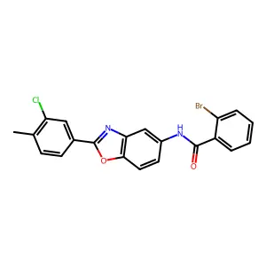 2-bromo-N-[2-(3-chloro-4-methylphenyl)-1,3-benzoxazol-5-yl]benzamide structure