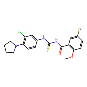 5-bromo-N-[(3-chloro-4-pyrrolidin-1-ylphenyl)carbamothioyl]-2-methoxybenzamide structure