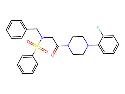 N-benzyl-N-[2-[4-(2-fluorophenyl)piperazin-1-yl]-2-oxoethyl]benzenesulfonamide structure