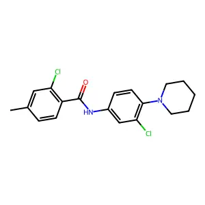2-chloro-N-(3-chloro-4-piperidin-1-ylphenyl)-4-methylbenzamide structure