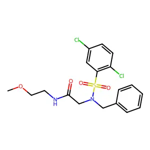 2-[benzyl-(2,5-dichlorophenyl)sulfonylamino]-N-(2-methoxyethyl)acetamide structure